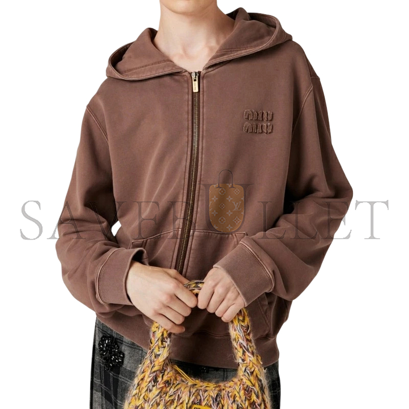 MIU MIU EMBROIDERED ZIP HOODIE MJL063